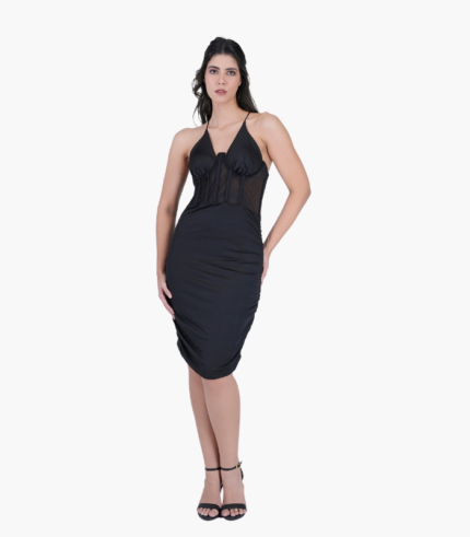Stylish Fishbone Ruched Party Dress Women
