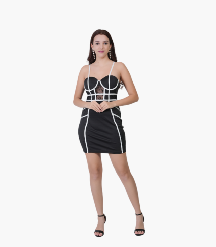 Stylish Contrast Color Sheath Dress Women