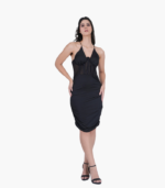 Stylish Fishbone Ruched Party Dress Women - Image 4