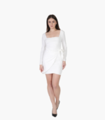 Stylish Long Sleeve Asymmetrical Hem Dress Women - Image 7