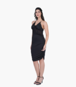 Stylish Fishbone Ruched Party Dress Women - Image 3
