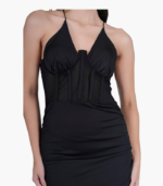 Stylish Fishbone Ruched Party Dress Women - Image 5