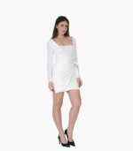 Stylish Long Sleeve Asymmetrical Hem Dress Women - Image 5