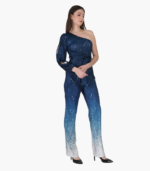 Blue One Shoulder Party Jumpsuit - Image 3
