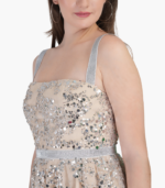 Girl’s Floral Apricot Sleeveless Mini Summer Party Dress - Image 4