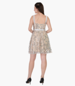 Girl’s Floral Apricot Sleeveless Mini Summer Party Dress - Image 5