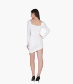 Stylish Long Sleeve Asymmetrical Hem Dress Women - Image 3
