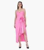 Solid Color Strapless Bodycon Maxi Dress - Image 2