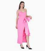 Solid Color Strapless Bodycon Maxi Dress - Image 3