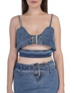 Sexy tube Top and mini belted two piece denim Jeans skirt Set - Image 3