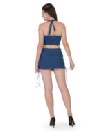 Women two Piece Denim Strapless Crop top mini Skirt Set - Image 3