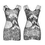 Queen Size Black Transparent Fishnet Mesh Body Stocking Dress Sexy Seamless Knitted Weaving for Plus Size Women - Image 2